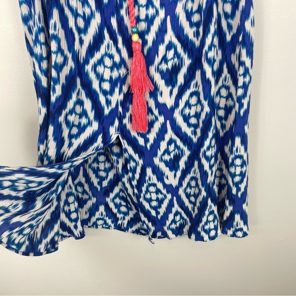 Soft Surroundings Maxi Skirt Blue Ikat Womens Petite Small Bohemian Hippie - Picture 5 of 8